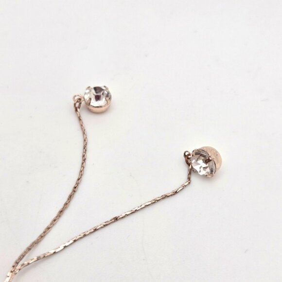 Rose Gold Plated Bar Plaque Bolo Bracelet Crystal Accents - Picture 3 of 5